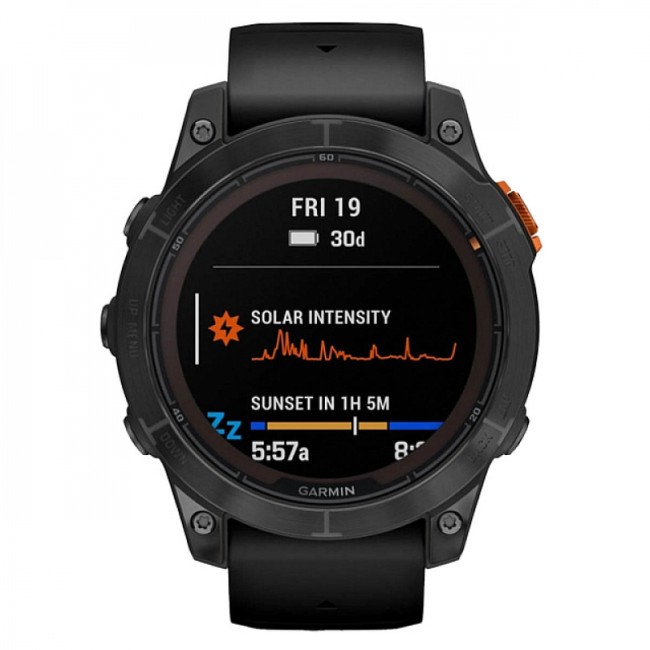 Часы Garmin Fenix 7 PRO Solar серый с черным ремешком