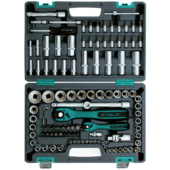 Набор инструментов 1/2", 1/4", CrV 109 предмета Stels Набор инструментов 1/2", 1/4", CrV 109 предмета Stels
