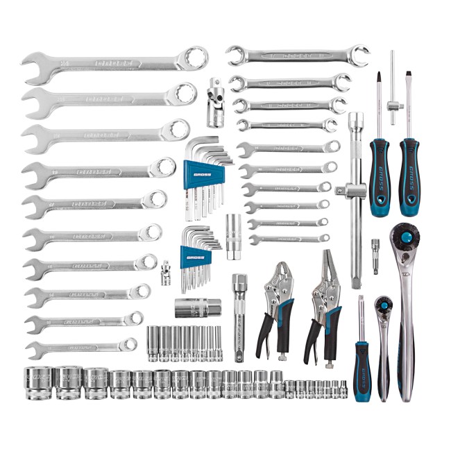 Набор инструментов 1/4", 1/2", CrV 78 предметов Gross Набор инструментов 1/4", 1/2", CrV 78 предметов Gross
