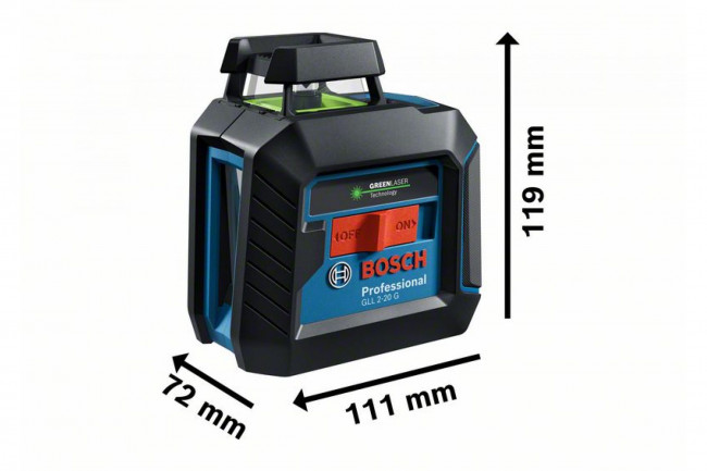 Лазерный уровень Bosch GLL 2-20 G + LB 10 + DK 10 (0.601.065.000) с зеленым лучом Лазерный уровень Bosch GLL 2-20 G + LB 10 + DK 10 (0.601.065.000) с зеленым лучом