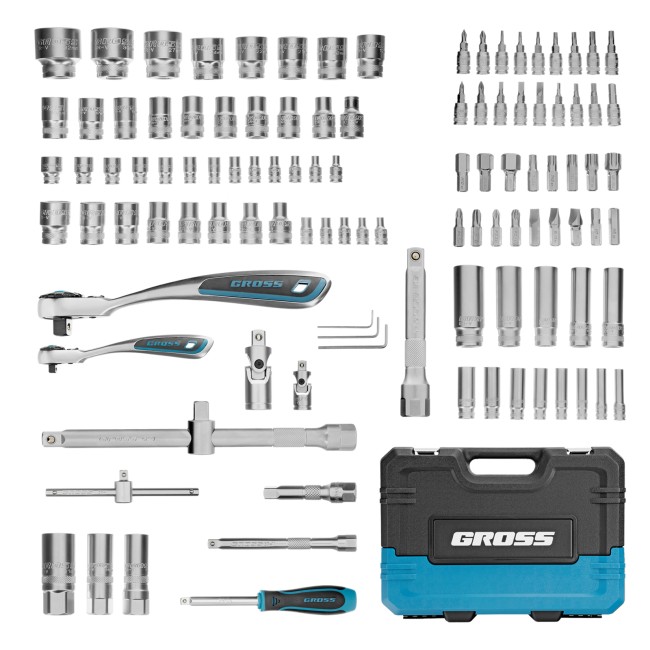 Набор инструментов 1/4", 1/2" CrV 109 предметов Gross Набор инструментов 1/4", 1/2" CrV 109 предметов Gross