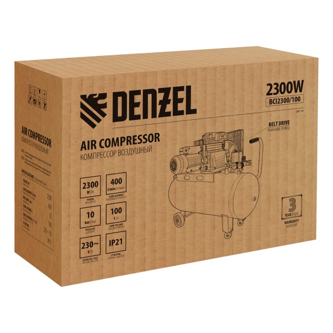 Компрессор воздушный ременной BCI2300/100 Denzel Компрессор воздушный ременной BCI2300/100 Denzel