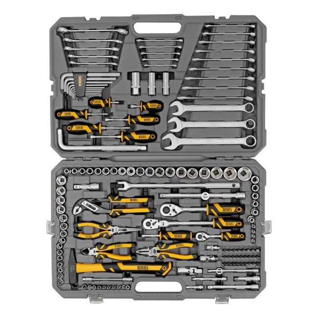 Набор инструментов 1/2", 1/4", 3/8" 144 предмета Denzel Набор инструментов 1/2", 1/4", 3/8" 144 предмета Denzel