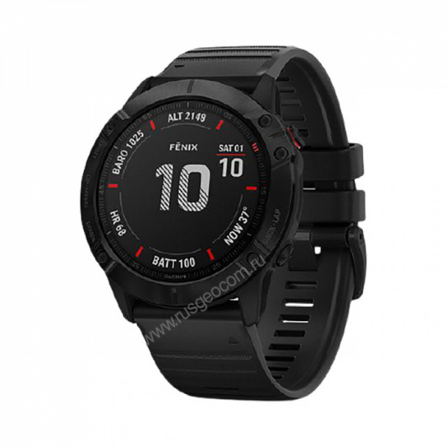 Часы Garmin Fenix 6X Pro черные с черным ремешком Часы Garmin Fenix 6X Pro черные с черным ремешком
