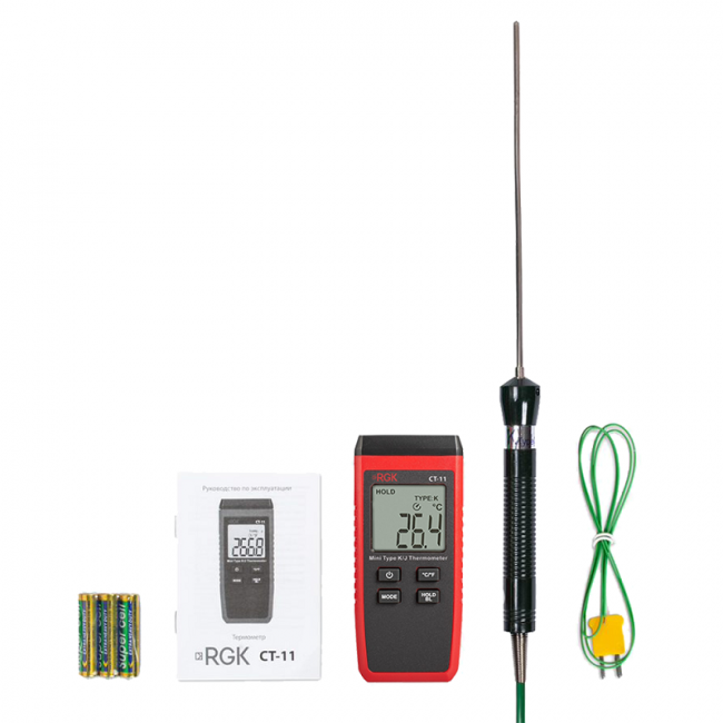 Термометр RGK CT-11 с погружным зондом температуры TR-10W Термометр RGK CT-11 с погружным зондом температуры TR-10W