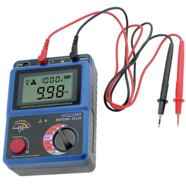 Измеритель сопротивления изоляции (мегаомметр) МЕГЕОН 13126 с поверкой Измеритель сопротивления изоляции (мегаомметр) МЕГЕОН 13126 с поверкой