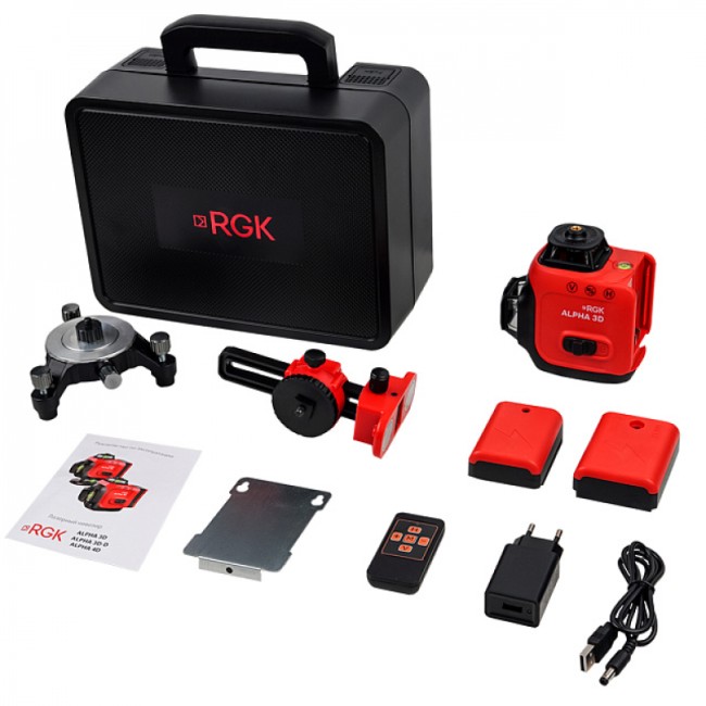 Лазерный уровень RGK ALPHA 3D с зелёным лучом Лазерный уровень RGK ALPHA 3D с зелёным лучом