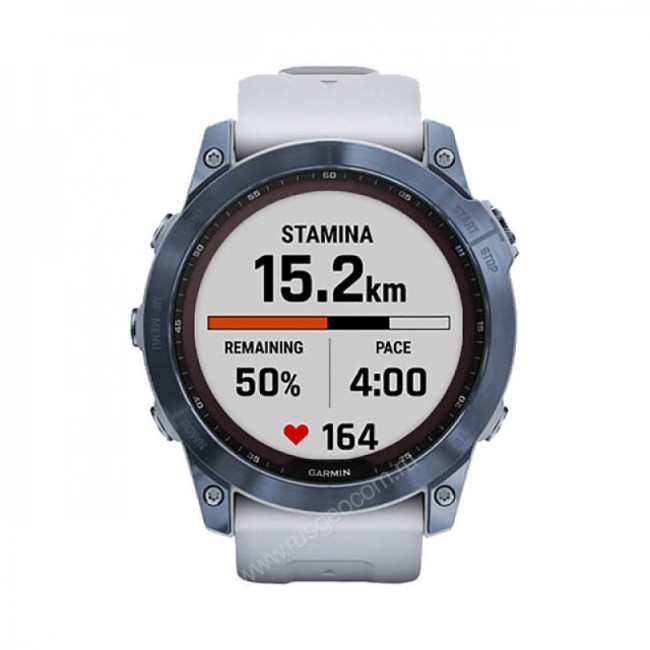 Часы Garmin Fenix 7X Sapphire Solar титановый синий минерал DLC с белым ремешком Часы Garmin Fenix 7X Sapphire Solar титановый синий минерал DLC с белым ремешком