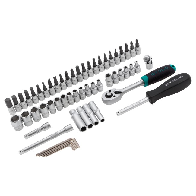 Набор инструментов, 1/4", CrV 57 предметов Stels Набор инструментов, 1/4", CrV 57 предметов Stels