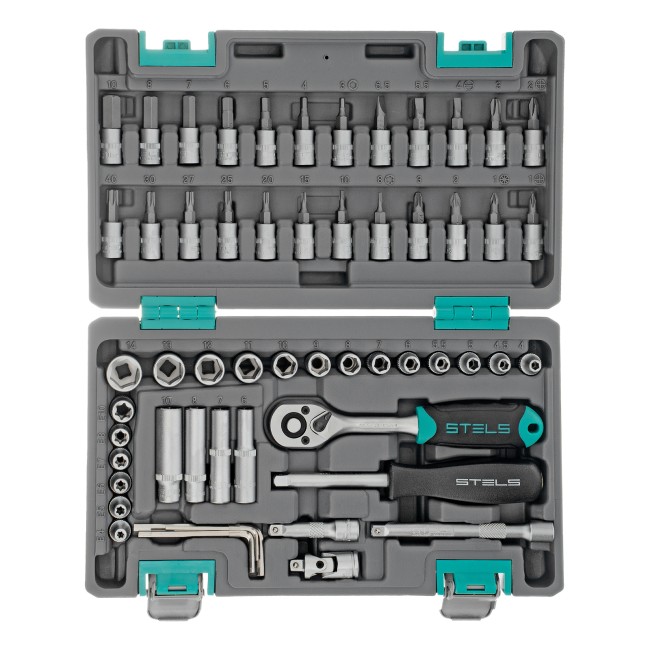 Набор инструментов, 1/4", CrV 57 предметов Stels Набор инструментов, 1/4", CrV 57 предметов Stels