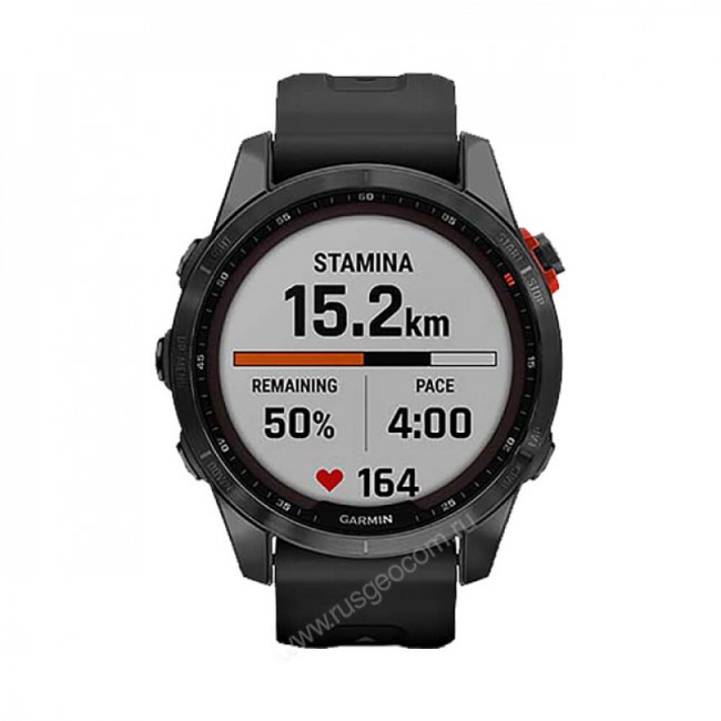 Часы Garmin Fenix 7S Solar серый с черным силиконовым ремешком Часы Garmin Fenix 7S Solar серый с черным силиконовым ремешком