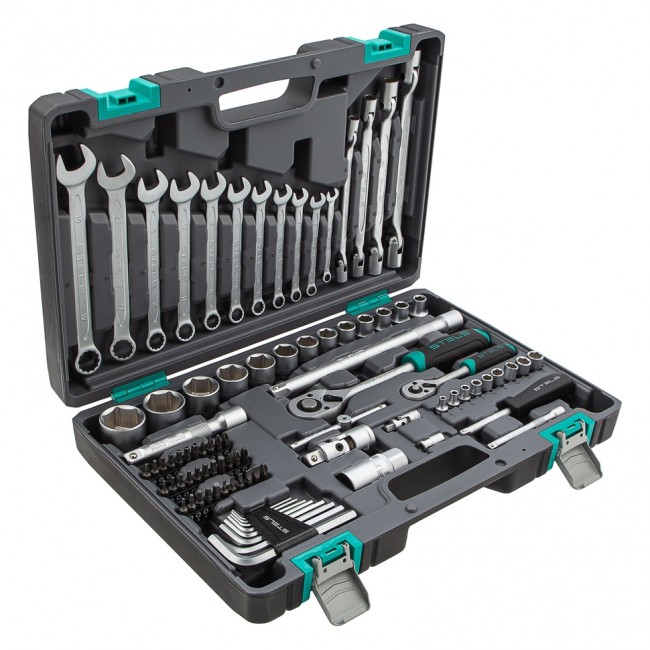 Набор инструментов 1/2", 1/4", CrV 88 предметов Stels Набор инструментов 1/2", 1/4", CrV 88 предметов Stels