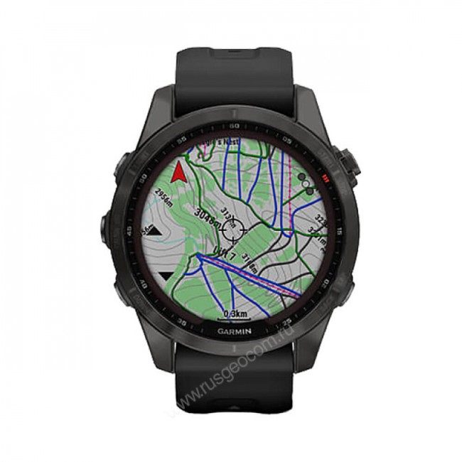 Часы Garmin Fenix 7S Sapphire Solar титановый угольно-серый DLC с силиконовым ремешком