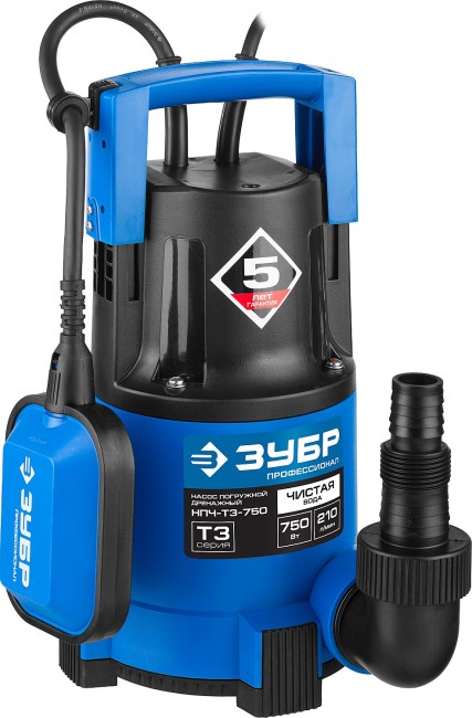 Дренажный насос с минимальным уровнем откачки Профессионал НПЧ-Т3-750 ЗУБР 750 Вт Дренажный насос с минимальным уровнем откачки Профессионал НПЧ-Т3-750 ЗУБР 750 Вт