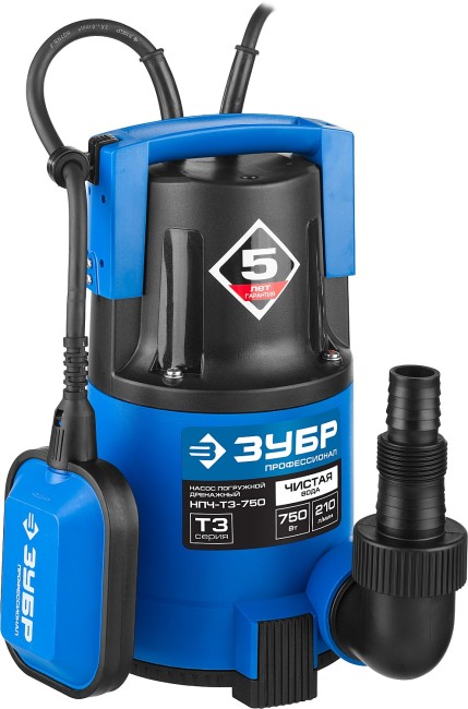 Дренажный насос с минимальным уровнем откачки Профессионал НПЧ-Т3-750 ЗУБР 750 Вт Дренажный насос с минимальным уровнем откачки Профессионал НПЧ-Т3-750 ЗУБР 750 Вт